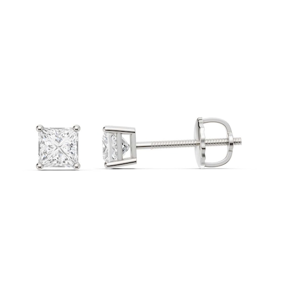 Previously Owned - 1/2 CT. T.w. Princess-Cut Lab-Grown Diamond Solitaire Stud Earrings in 14K White Gold (F/Vs2)