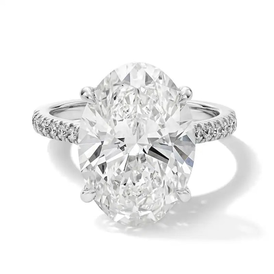 Previously Owned - 8-1/2 CT. T.W. Oval Lab-Grown Diamond Engagement Hidden Frame Ring in 14K White Gold (F/VS2)