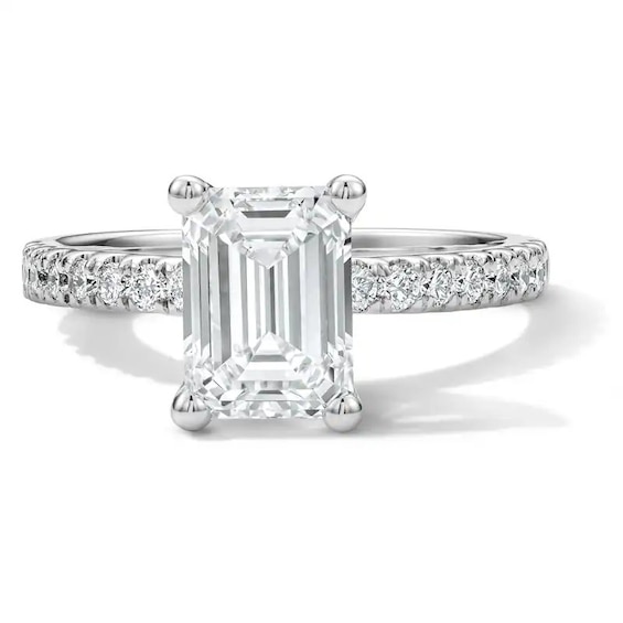 Previously Owned - Classic Heirloom 2-1/4 CT. T.W. Emerald-Cut Lab-Grown Diamond Engagement Ring in 14K White Gold
