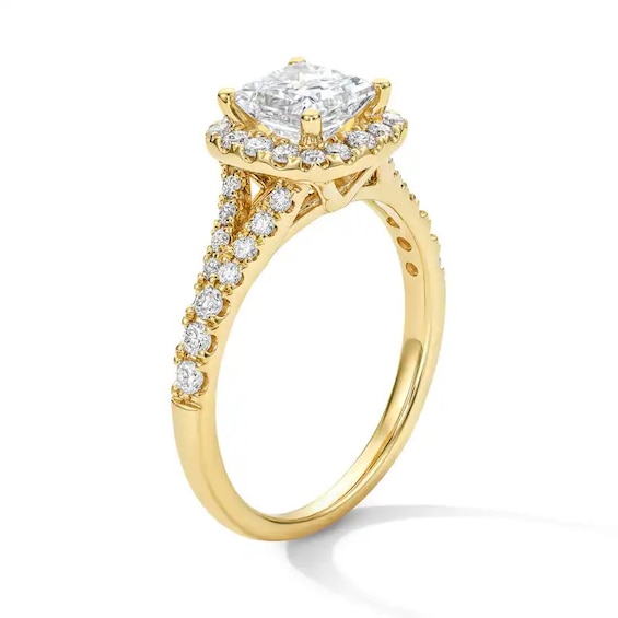 Previously Owned - 1-1/2 CT. T.w. Princess-Cut Lab-Grown Diamond Frame Engagement Ring in 14K Gold (F/Vs2)