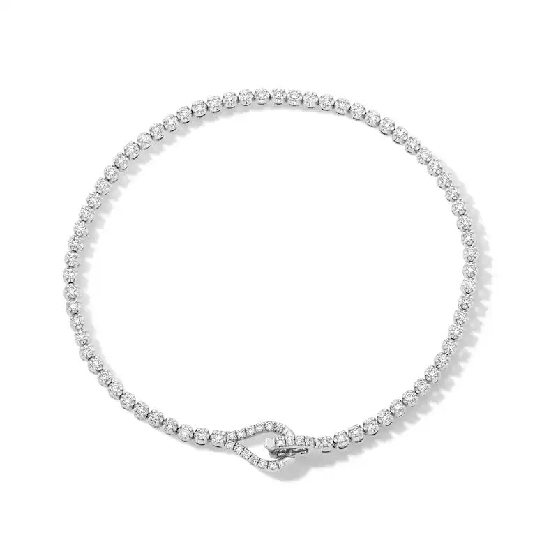 Main Image 1 of Previously Owned - 1 CT. T.W. Lab-Grown Diamond Loop Clasp Tennis Bracelet in 10K White Gold (F/VS2)