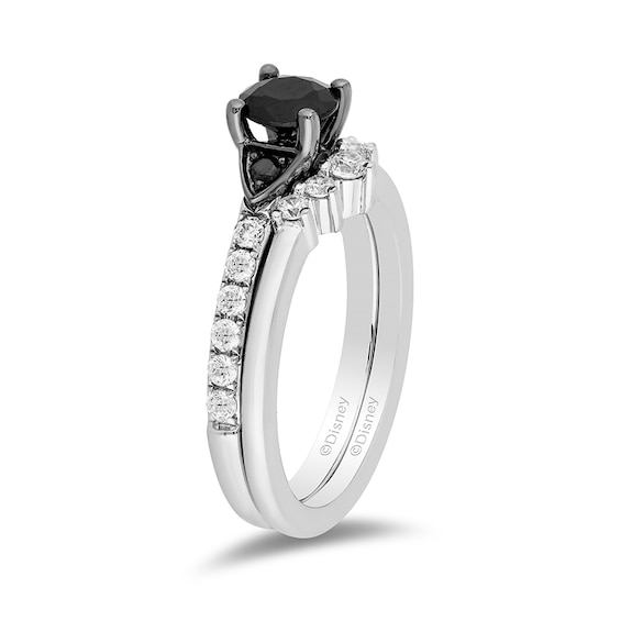 Previously Owned - Enchanted Disney Cruella De Vil 1-1/5 CT. T.w. Black Diamond Soldered Bridal Set in 14K White Gold