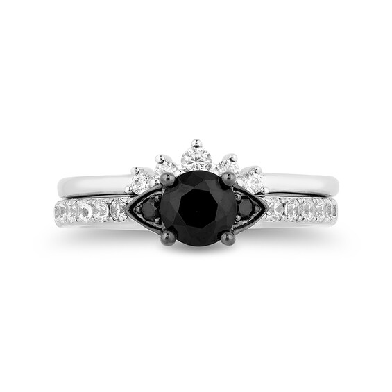 Previously Owned - Enchanted Disney Cruella De Vil 1-1/5 CT. T.w. Black Diamond Soldered Bridal Set in 14K White Gold