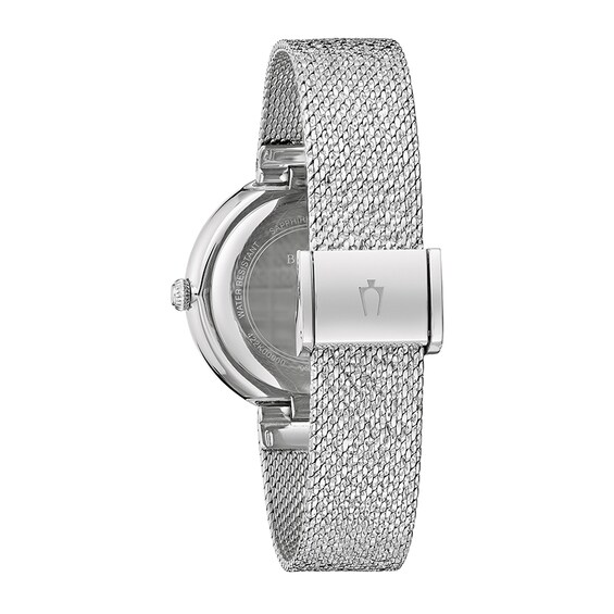 Previously Owned - Ladies' Bulova Phantom Crystal Accent Mesh Watch with Textured Silver-Tone Dial (Model: 96L329)