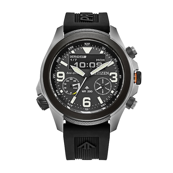 Previously Owned - Men’s Citizen Eco-Drive® Promaster Land Black Rubber Strap Watch with Black Dial (Model: Jv1007-07E)