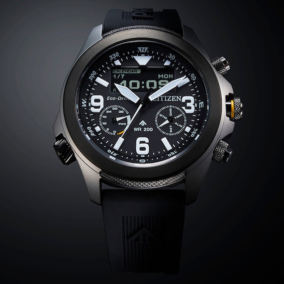 Previously Owned - Men’s Citizen Eco-Drive® Promaster Land Black Rubber Strap Watch with Black Dial (Model: Jv1007-07E)