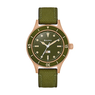 Previously Owned - Men's Bulova 150th Anniversary MIL-SHIPS Bronze Case Automatic Watch with Green Dial (Model: 98A324)