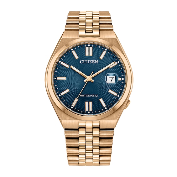 Previously Owned - Men’s Citizen® Tsuyosa Rose-Tone IP Automatic Watch with Blue Dial (Model: Nk0023-57L)