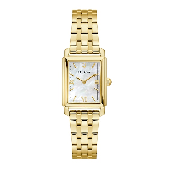 Previously Owned - Ladies' Bulova Sutton Gold-Tone IP Watch with Rectangular Mother-of-Pearl Dial (Model: 97L177)