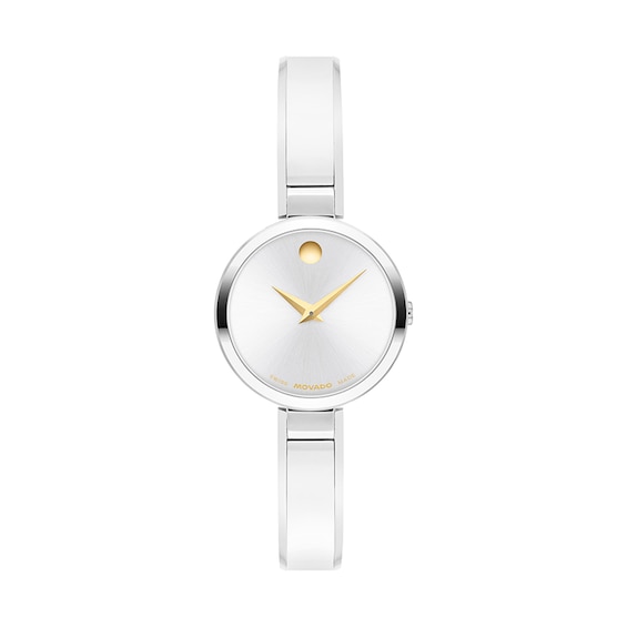 Previously Owned - Ladies' Movado Moda Bangle Watch with Silvery-White Sunray Dial (Model: 608011)