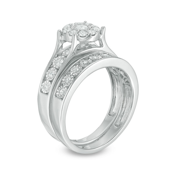 Previously Owned - 1/2 CT. T.w. Diamond Frame Soldered Bridal Set in 10K White Gold
