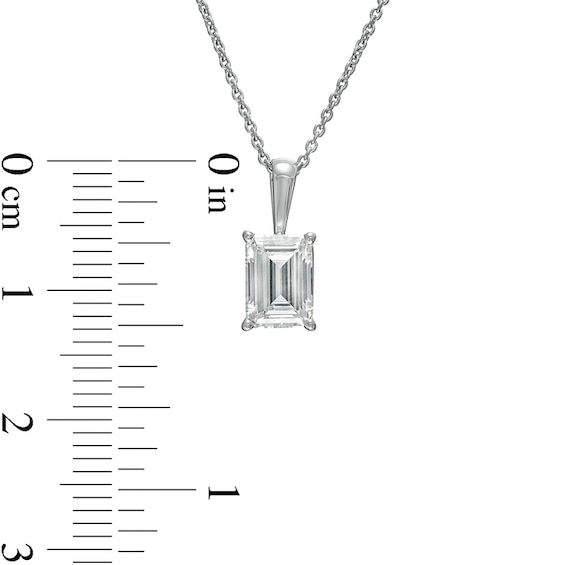 Previously Owned - 1 CT. Emerald-Cut Lab-Grown Diamond Solitaire Pendant in 14K White Gold (F/Si2)