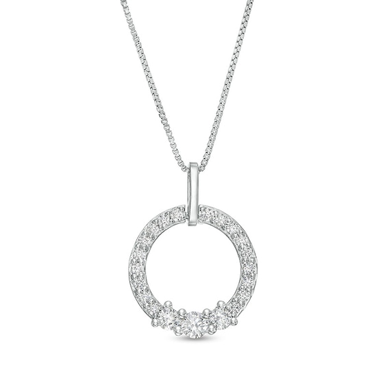 Previously Owned - 1/2 CT. T.W. Lab-Grown Diamond Circle Pendant in 14K White Gold (F/SI2)