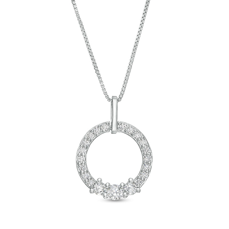 Main Image 1 of Previously Owned - 1/2 CT. T.W. Lab-Grown Diamond Circle Pendant in 14K White Gold (F/SI2)