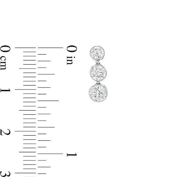 Previously Owned - 1 CT. T.w. Lab-Grown Diamond Graduated Three Stone Drop Earrings in 14K White Gold (F/Si2)