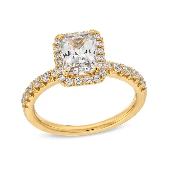 Previously Owned - 2 CT. T.W. Radiant-Cut Lab-Grown Diamond Frame Engagement Ring in 14K Gold (F/VS2)