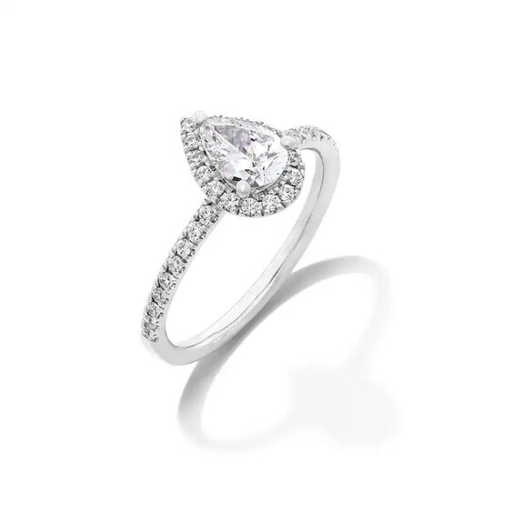 Previously Owned - 1 CT. T.w. Pear-Shaped Lab-Grown Diamond Frame Engagement Ring in 14K White Gold (F/Vs2)