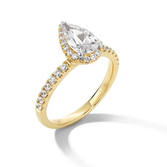Previously Owned - 1-1/3 CT. T.w. Pear-Shaped Lab-Grown Diamond Frame Engagement Ring in 10K Gold (F/Si2)