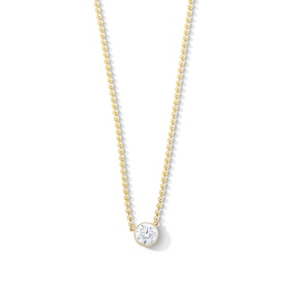 Previously Owned - 3/4 CT. Lab-Grown Diamond Bezel-Set Solitaire Necklace in 14K Gold (F/VS2)