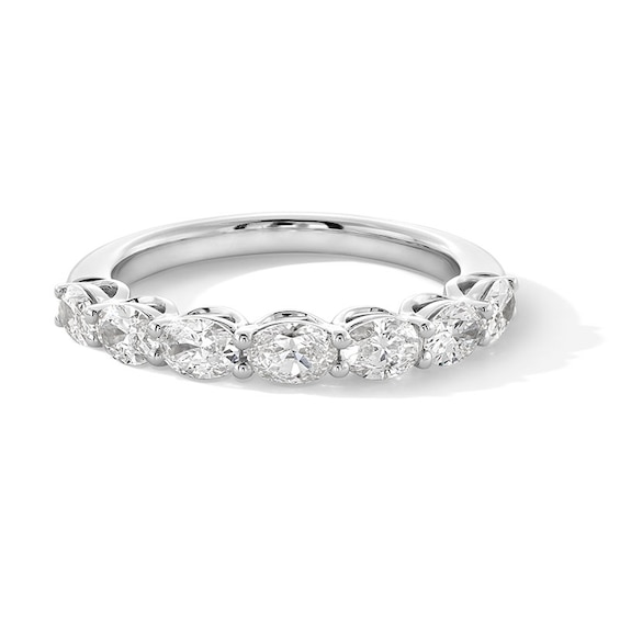 Previously Owned - 1 CT. T.w. Oval Lab-Grown Diamond Sideways Seven Stone Band in 14K White Gold (F/Vs2)