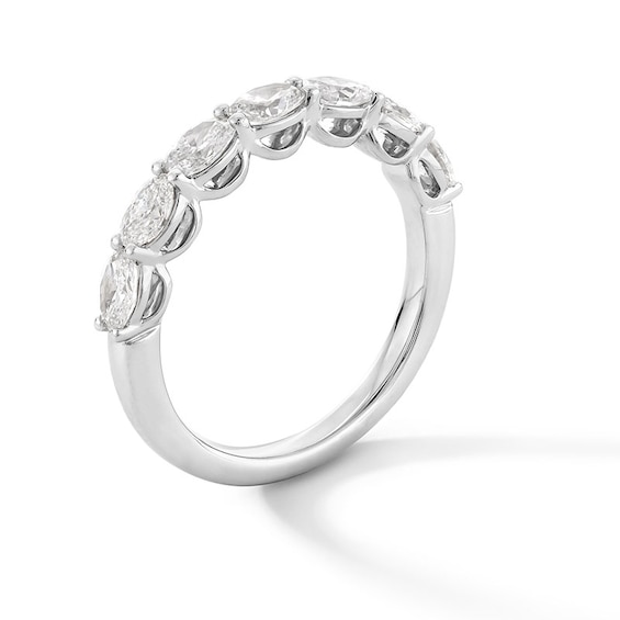 Previously Owned - 1 CT. T.w. Oval Lab-Grown Diamond Sideways Seven Stone Band in 14K White Gold (F/Vs2)