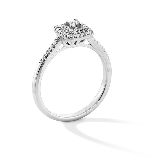 Previously Owned - 1/4 CT. T.w. Princess-Cut Lab-Grown Diamond Double Frame Promise Ring in 10K White Gold (F/Si2)