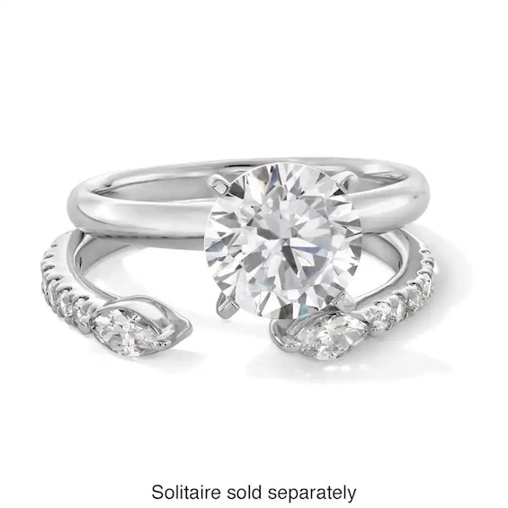 Previously Owned - 3/8 CT. T.w. Marquise and Round Lab-Grown Diamond Open Shank Stackable Band in 10K White Gold (F/Vs2)