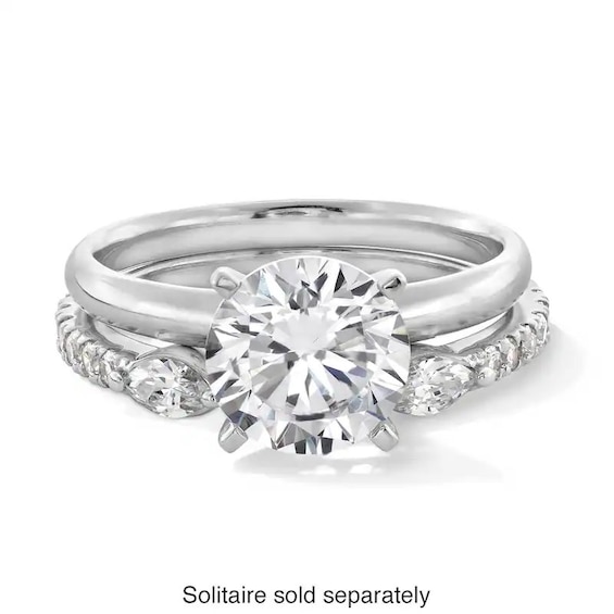 Previously Owned - 3/8 CT. T.w. Marquise and Round Lab-Grown Diamond Open Shank Stackable Band in 10K White Gold (F/Vs2)