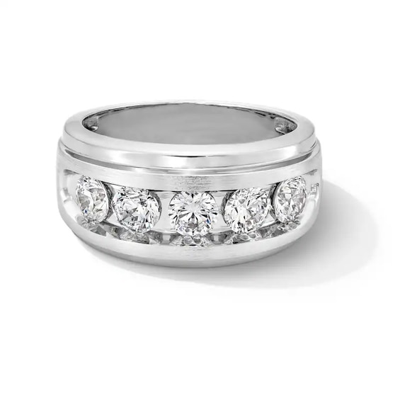 Previously Owned - 2 CT. T.W. Lab-Grown Diamond Five Stone Band in 10K White Gold (F/VS2)