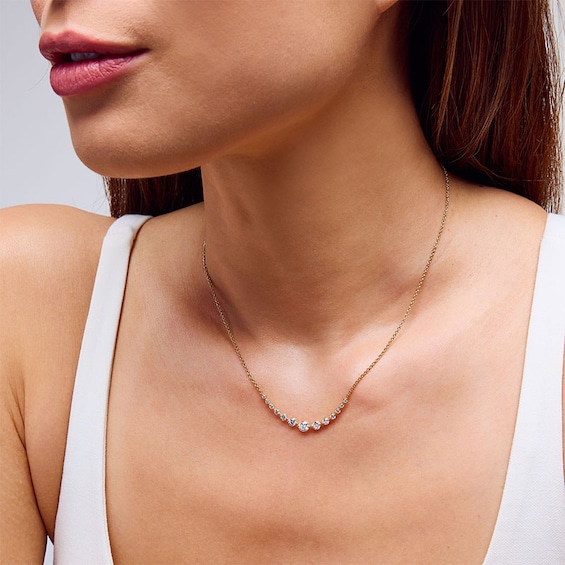 Previously Owned - 1 CT. T.w. Lab-Grown Diamond Graduated Necklace in 10K Gold (F/Vs2)