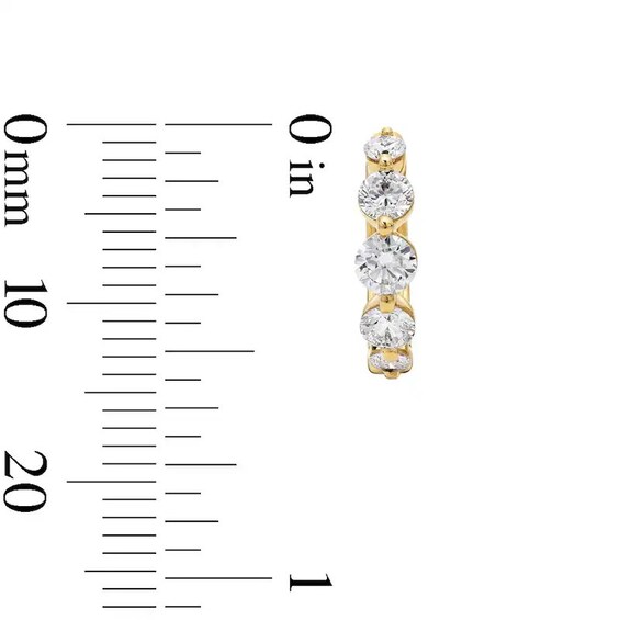 Previously Owned - 1 CT. T.w. Lab-Grown Diamond Graduated Five Stone Huggie Hoop Earrings in 10K Gold (F/Vs2)