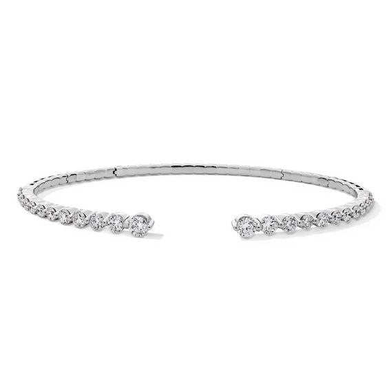 Previously Owned - 2 CT. T.W. Lab-Grown Diamond Graduated Open Flex Bangle in 10K White Gold (F/VS2) - 6.0"