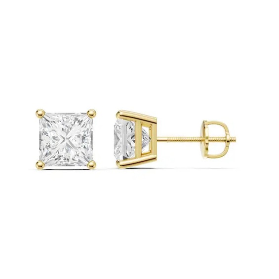 Previously Owned - 4 CT. T.w. Princess-Cut Lab-Grown Diamond Solitaire Stud Earrings in 14K Gold (F/Vs2)