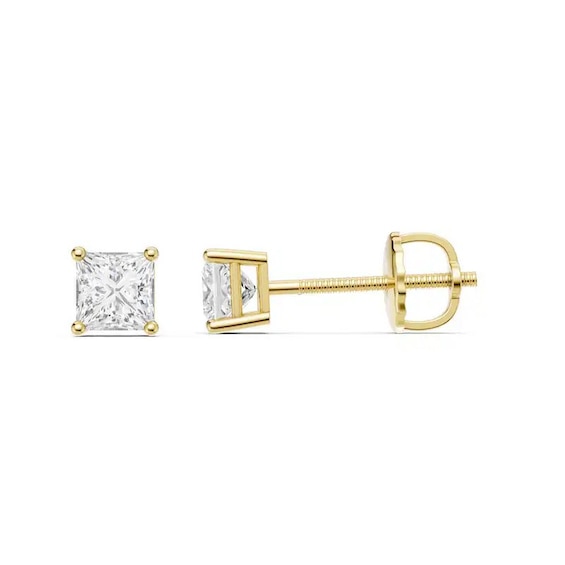Previously Owned - 1/2 CT. T.w. Princess-Cut Lab-Grown Diamond Solitaire Stud Earrings in 14K Gold (F/Vs2)