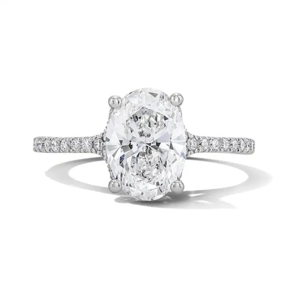 Previously Owned - 2-1/4 CT. T.W. Oval Lab-Grown Diamond Engagement Ring in 14K White Gold (F/VS2)