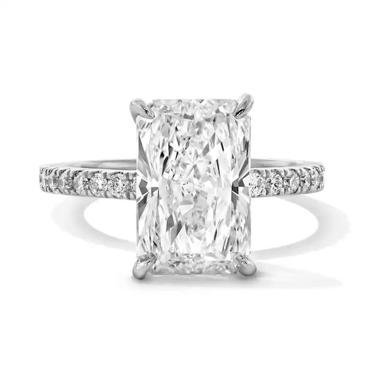 Previously Owned - 4-1/4 CT. T.w. Radiant-Cut Lab-Grown Diamond Engagement Ring in 14K White Gold (F/Vs2)