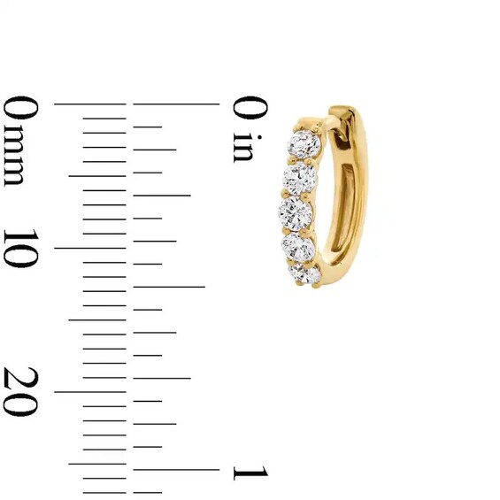 Previously Owned - 1/2 CT. T.w. Lab-Grown Diamond Five-Stone Hoop Earrings in 10K Gold (F/Vs2)