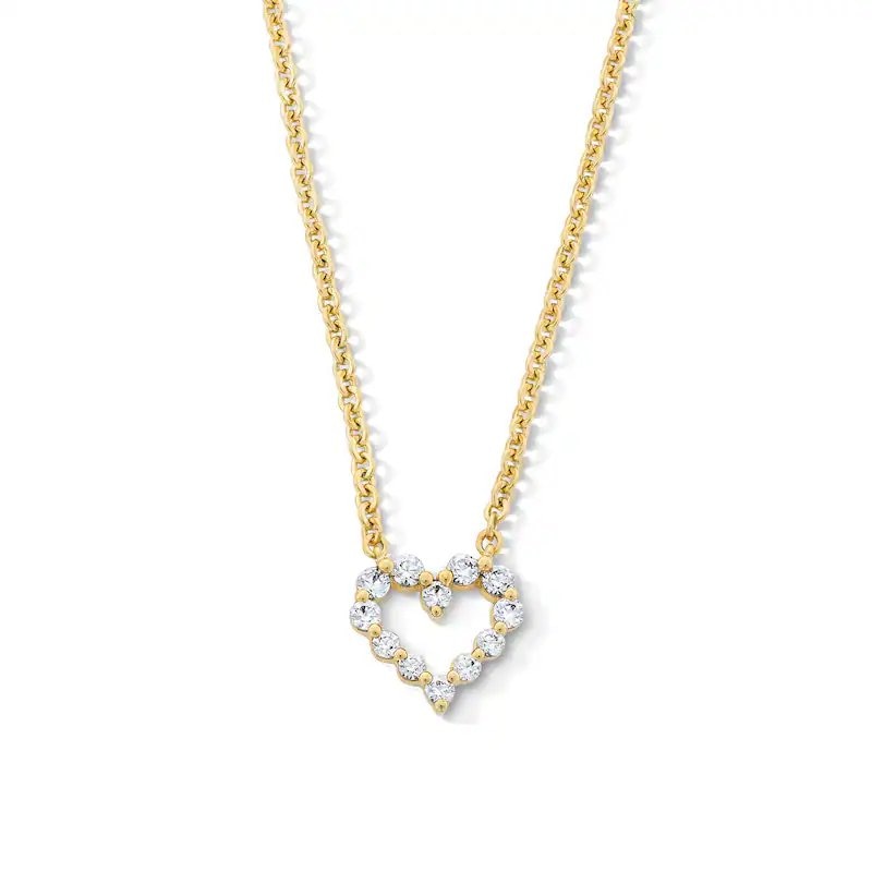Main Image 1 of Previously Owned - 1/4 CT. T.W. Lab-Grown Diamond Open Heart Necklace in 10K Gold (F/VS2)