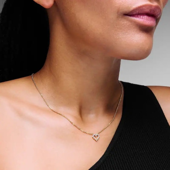 Previously Owned - 1/4 CT. T.w. Lab-Grown Diamond Open Heart Necklace in 10K Gold (F/Vs2)