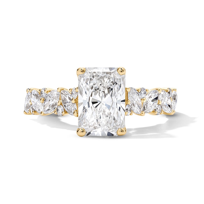 Main Image 1 of Previously Owned - 3 CT. T.W. Radiant-Cut Lab-Grown Diamond Engagement Ring in 14K Gold (F/VS2)
