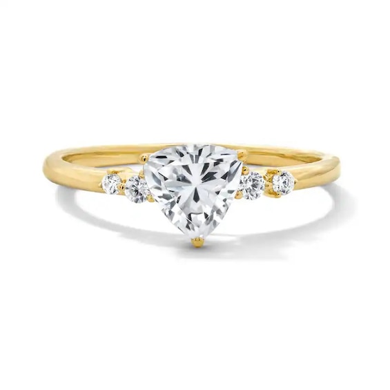 Previously Owned - 7/8 CT. T.w. Trillion-Cut Lab-Grown Diamond Scatter Ring in 10K Gold (F/Vs2)