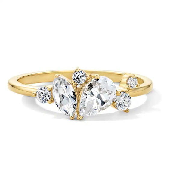 Previously Owned - 3/4 CT. T.w. Multi-Shape Lab-Grown Diamond Scatter Ring in 10K Gold (F/Vs2)