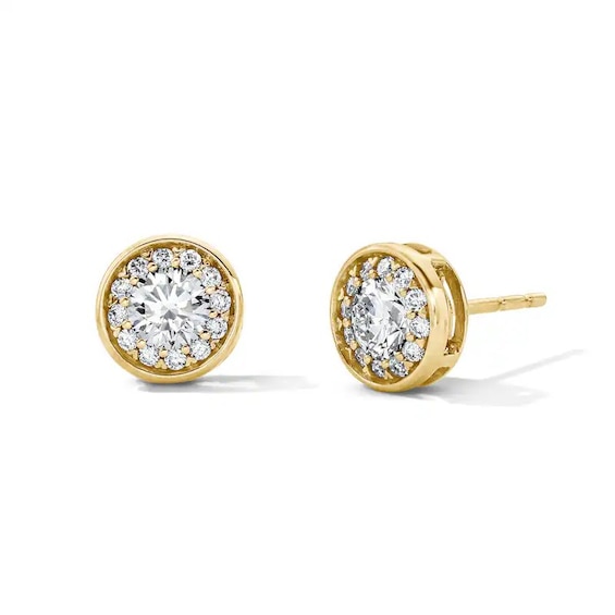 Previously Owned - 5/8 CT. T.w. Lab-Grown Diamond Frame Stud Earrings in 10K Gold (F/Si2)