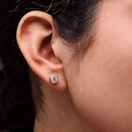 Previously Owned - 5/8 CT. T.w. Lab-Grown Diamond Frame Stud Earrings in 10K Gold (F/Si2)