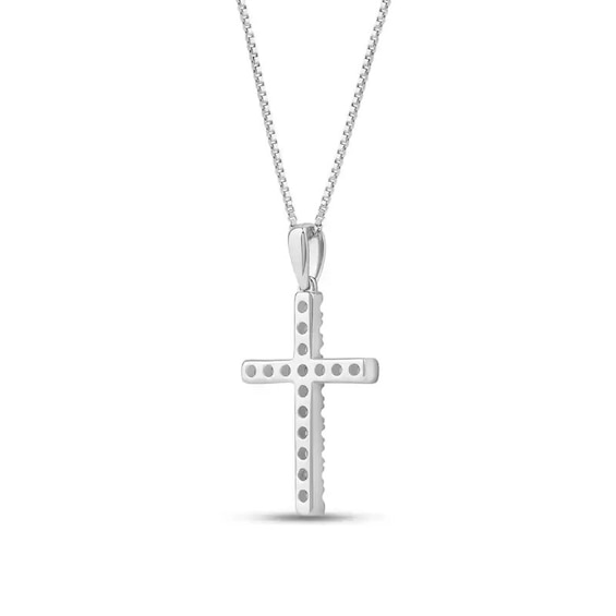 Previously Owned - 1/4 CT. T.w. Lab-Grown Diamond Cross Pendant in 14K White Gold (F/Si2)