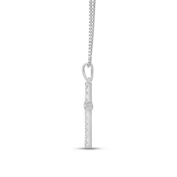 Previously Owned - 1/4 CT. T.w. Lab-Grown Diamond Cross Pendant in 14K White Gold (F/Si2)