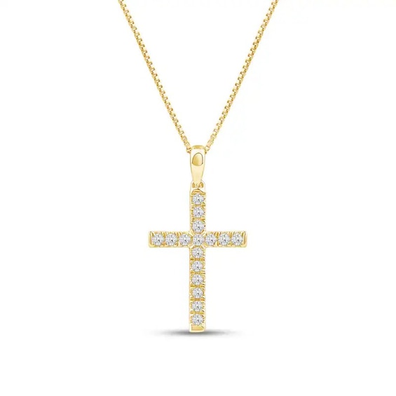 Previously Owned - 1/4 CT. T.W. Lab-Grown Diamond Cross Pendant in 14K Gold (F/SI2)