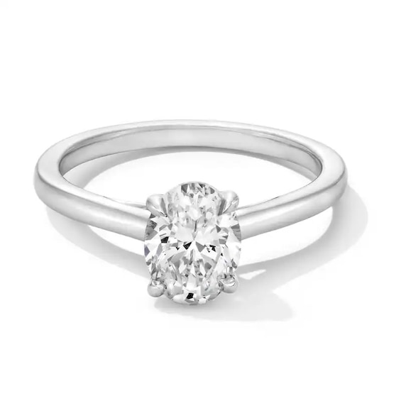 Previously Owned - 1 CT. Oval Lab-Grown Diamond Solitaire Engagement Ring in 14K White Gold (F/Vs2)