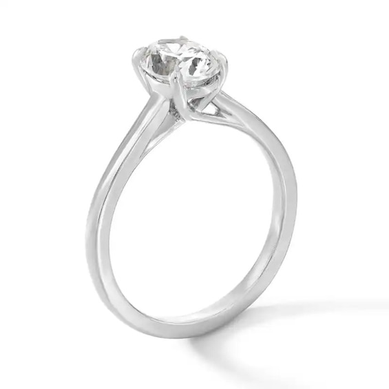 Previously Owned - 1 CT. Oval Lab-Grown Diamond Solitaire Engagement Ring in 14K White Gold (F/Vs2)