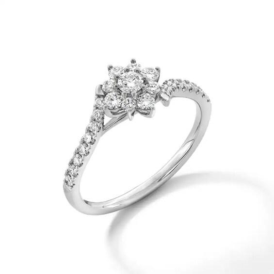 Previously Owned - 1/2 CT. T.w. Lab-Grown Multi-Diamond Bypass Ring in 10K White Gold (F/Vs2)